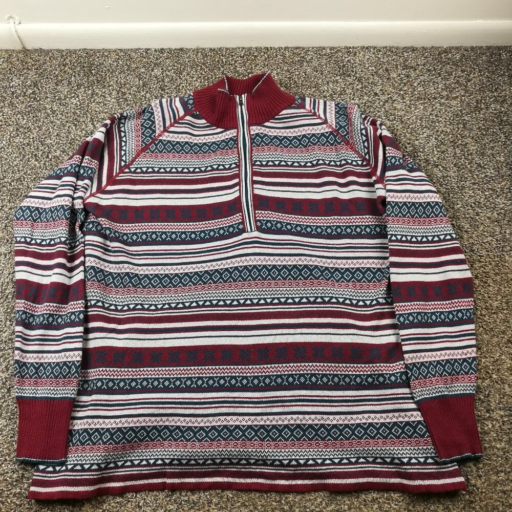 NWOT Eddie Bauer Sweater 1/2 Zip Fair Isle Jacquard Pullover Womens 2XL $99